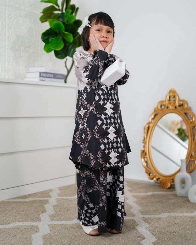 Baju Kurung Moden Asira Kids - Jet Black