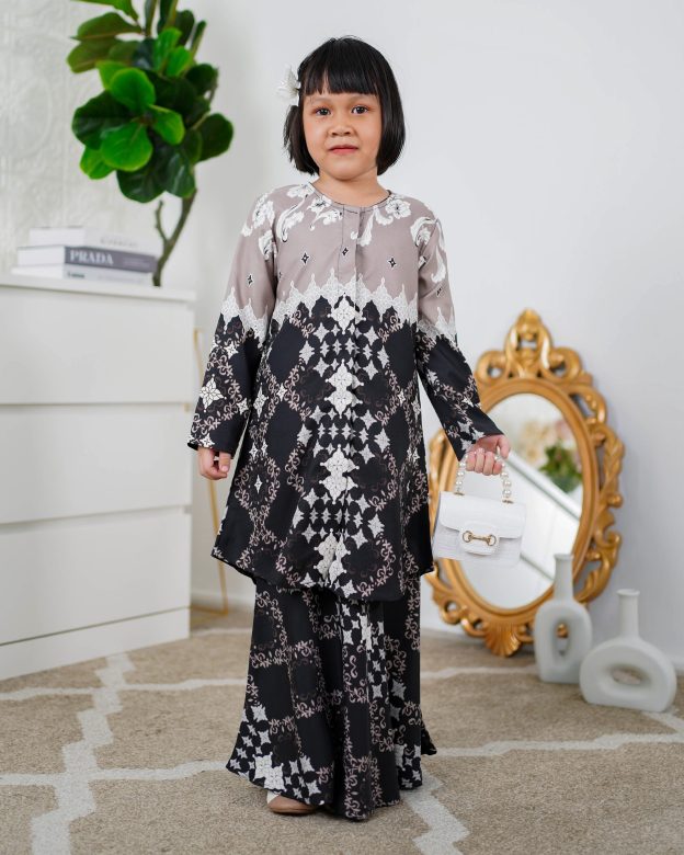 Baju Kurung Moden Asira Kids - Jet Black