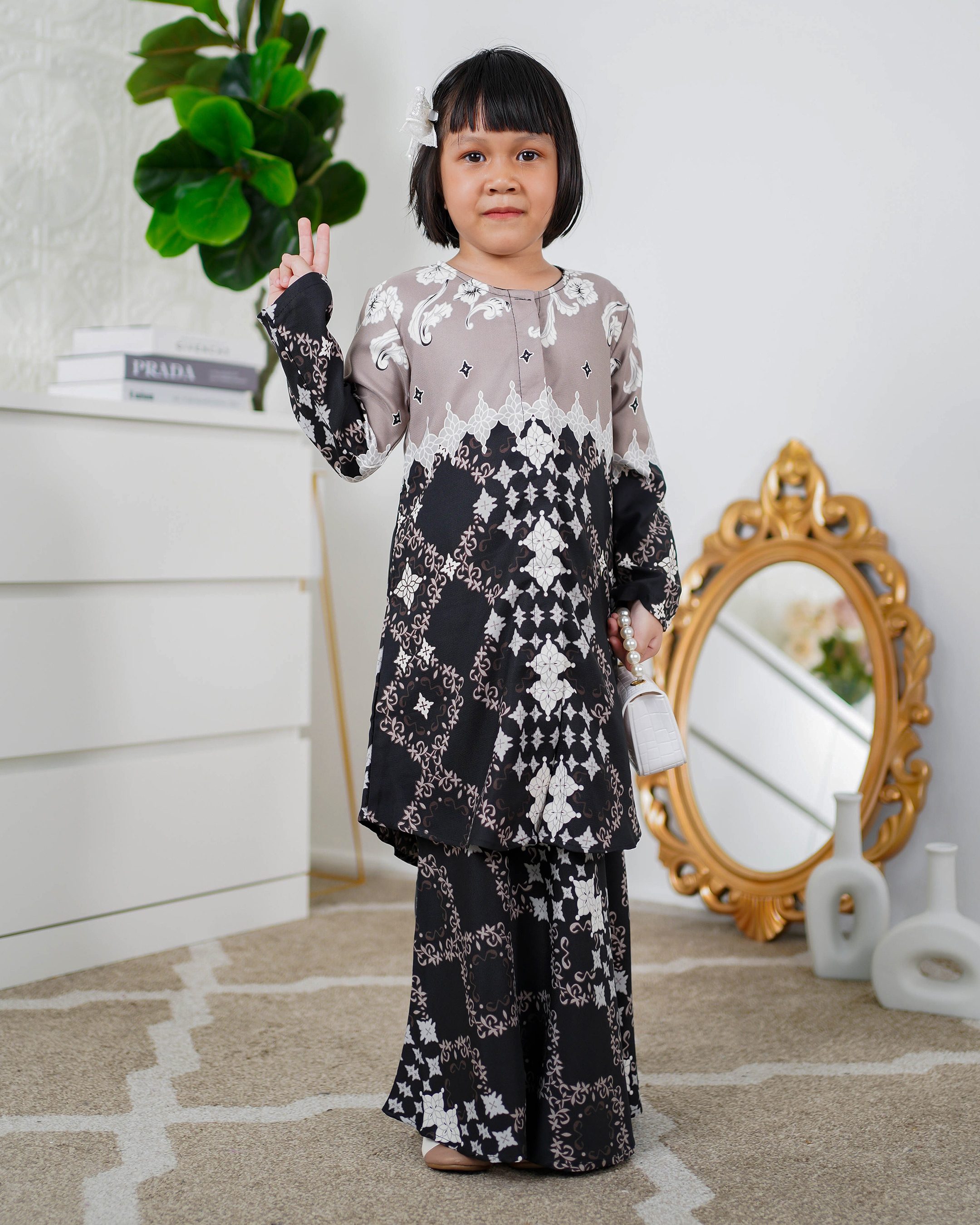Baju Kurung Moden Asira Kids - Jet Black