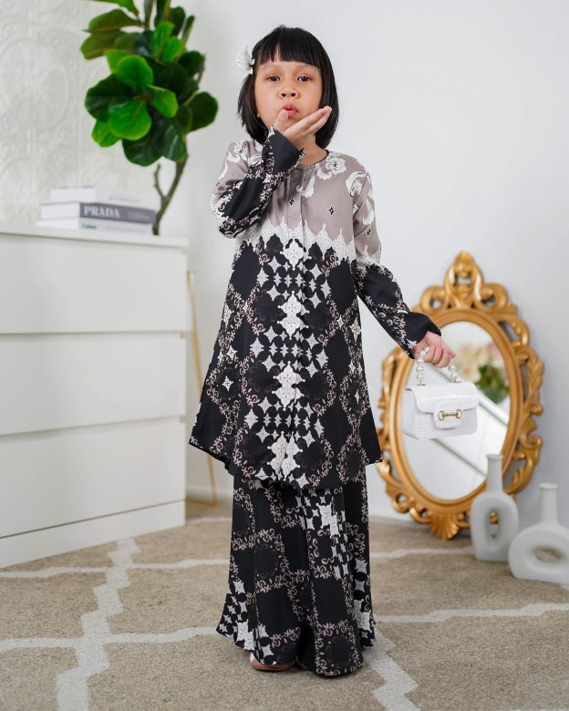 Baju Kurung Moden Asira Kids - Jet Black