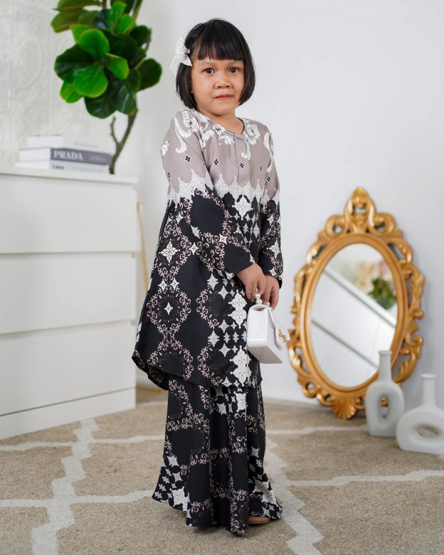 Baju Kurung Moden Asira Kids - Jet Black