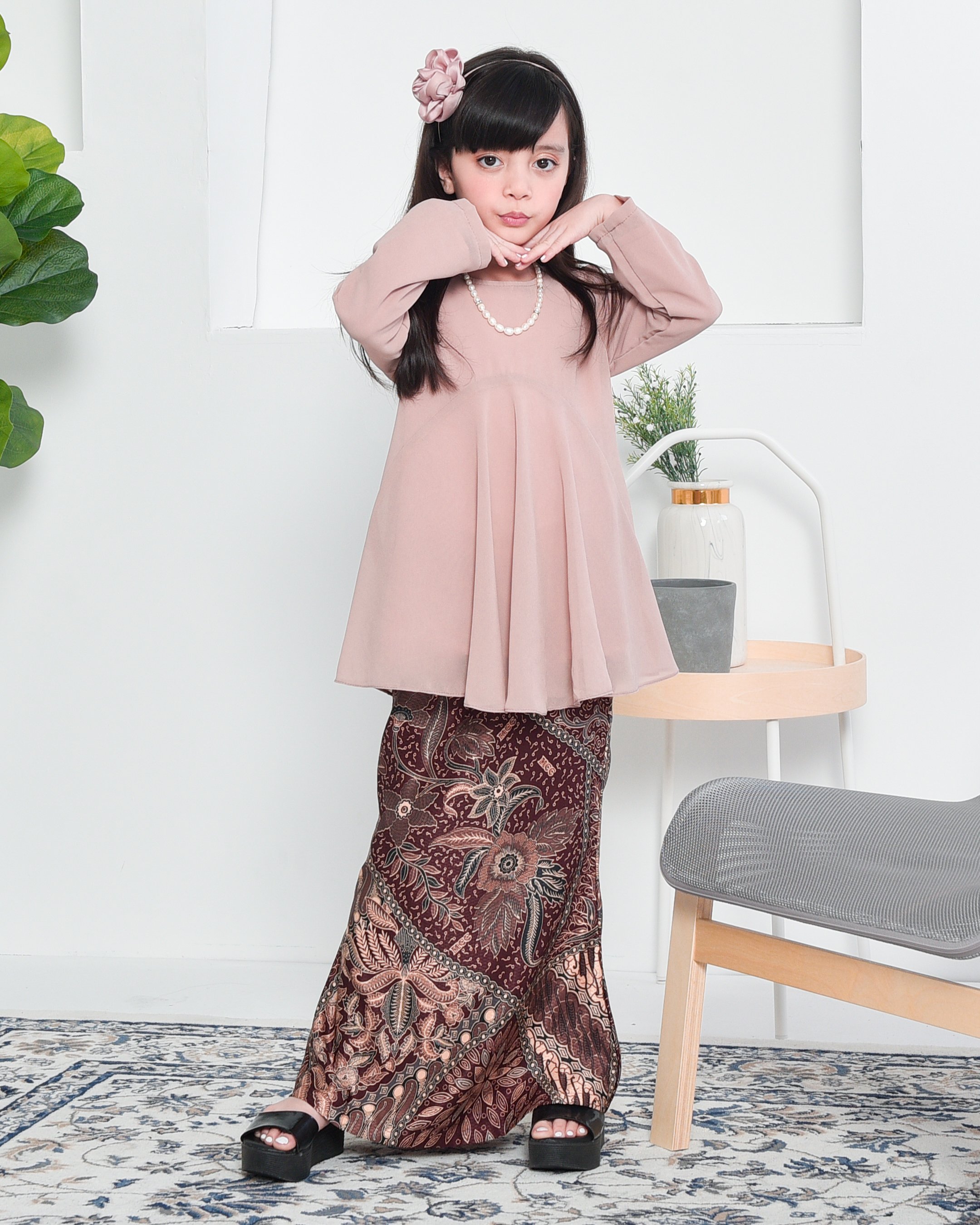 Baju Kurung Barbie Batik Aimi Kids - Freezy Pink