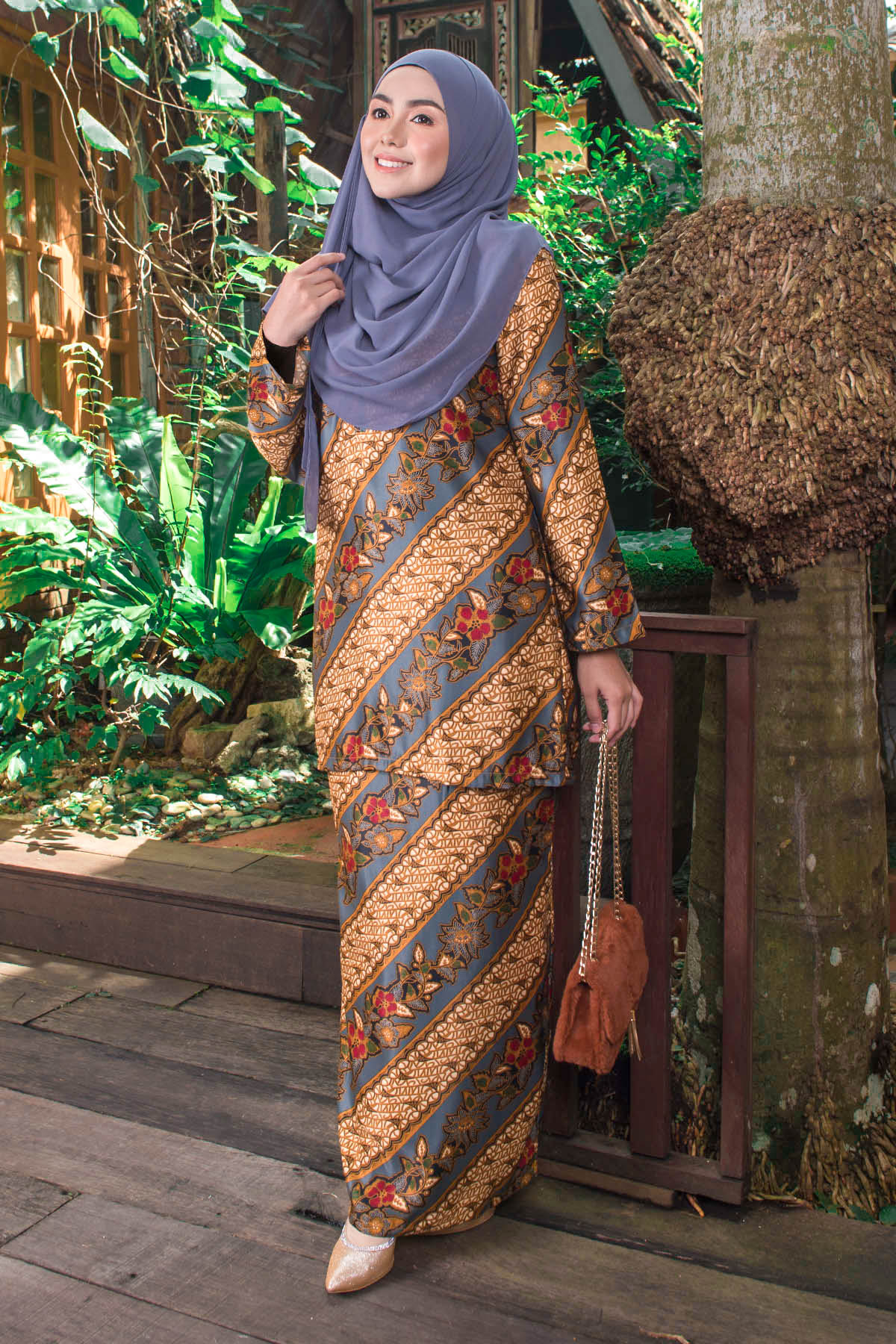 Baju Kurung Batik Aria - Silver