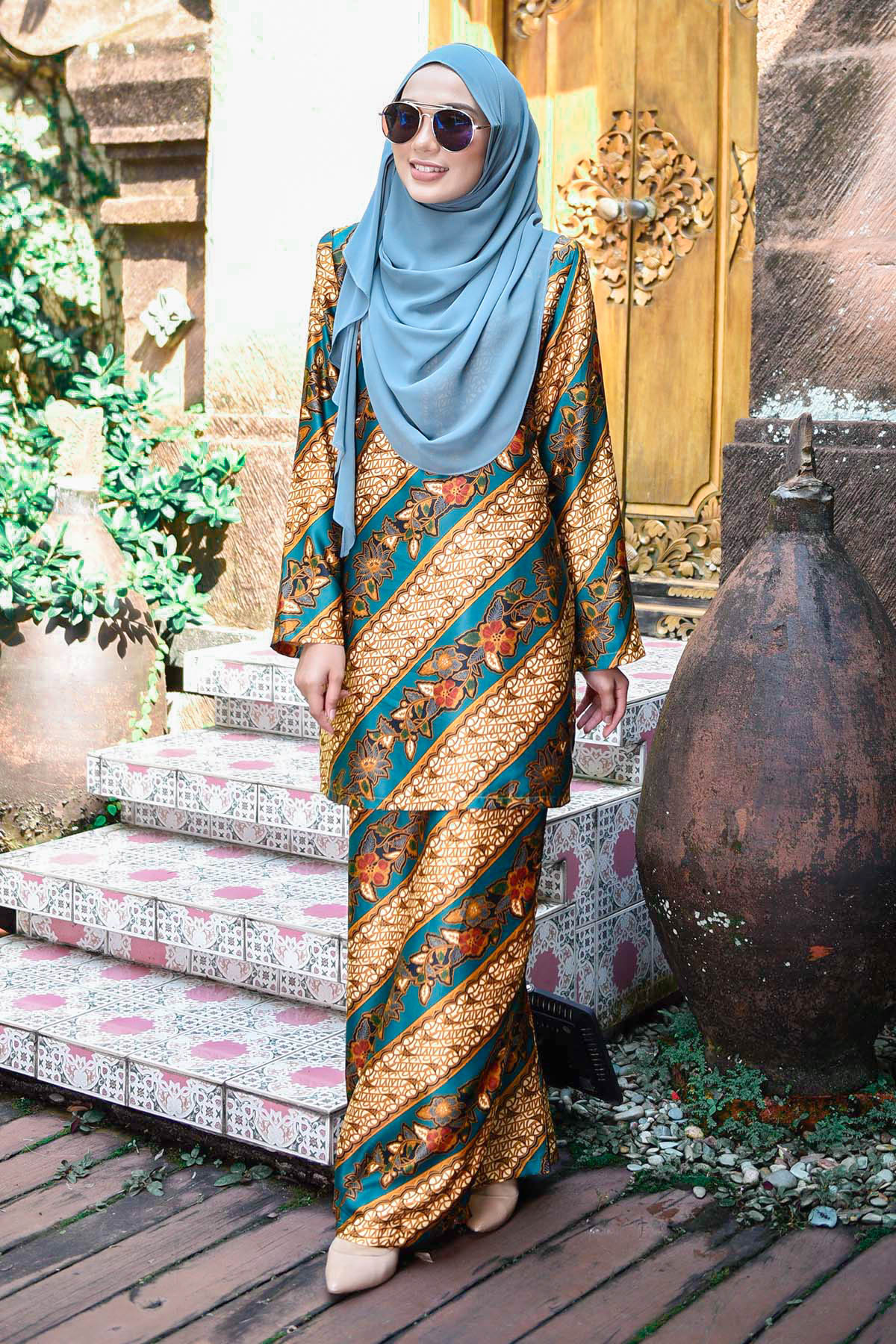 Baju Kurung Batik Aria - Teal