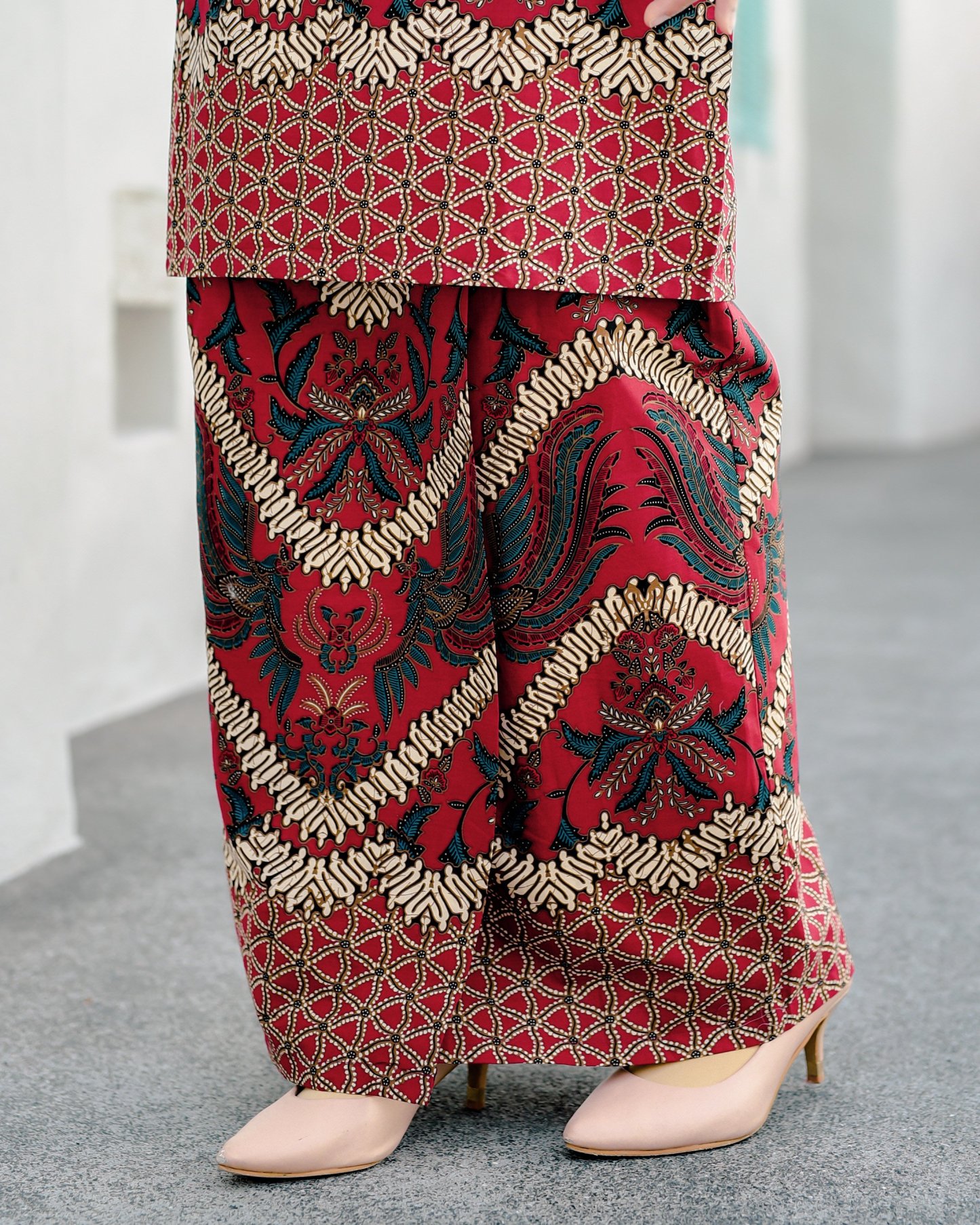 Baju Kurung Batik Cotton Afzan - Cherry Red