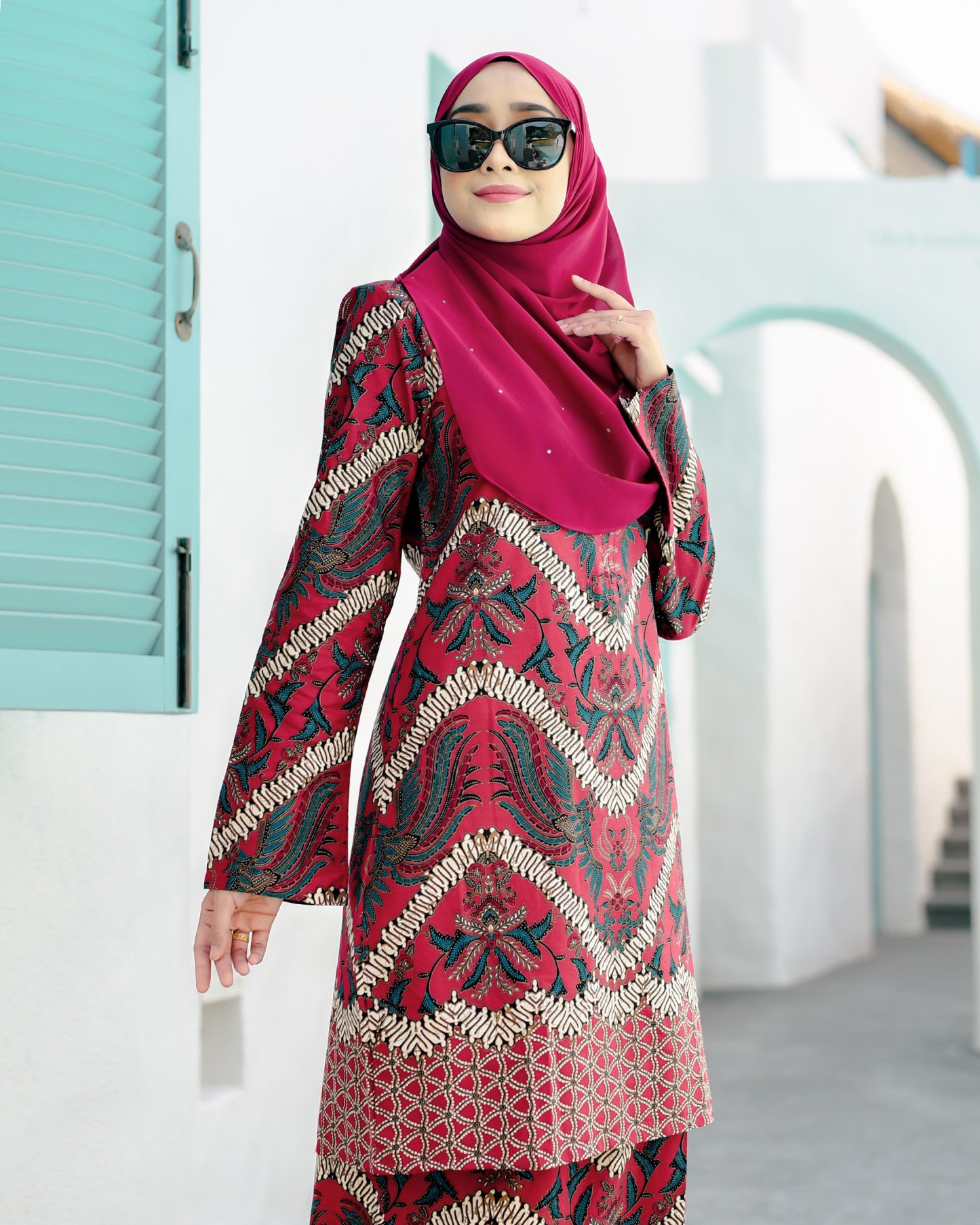 Baju Kurung Batik Cotton Afzan - Cherry Red