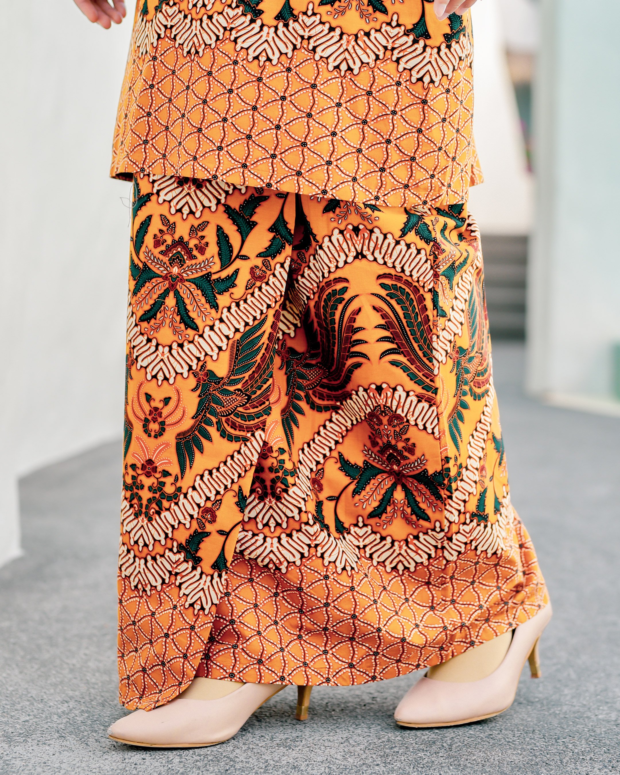 Baju Kurung Batik Cotton Afzan - Mustard Gold