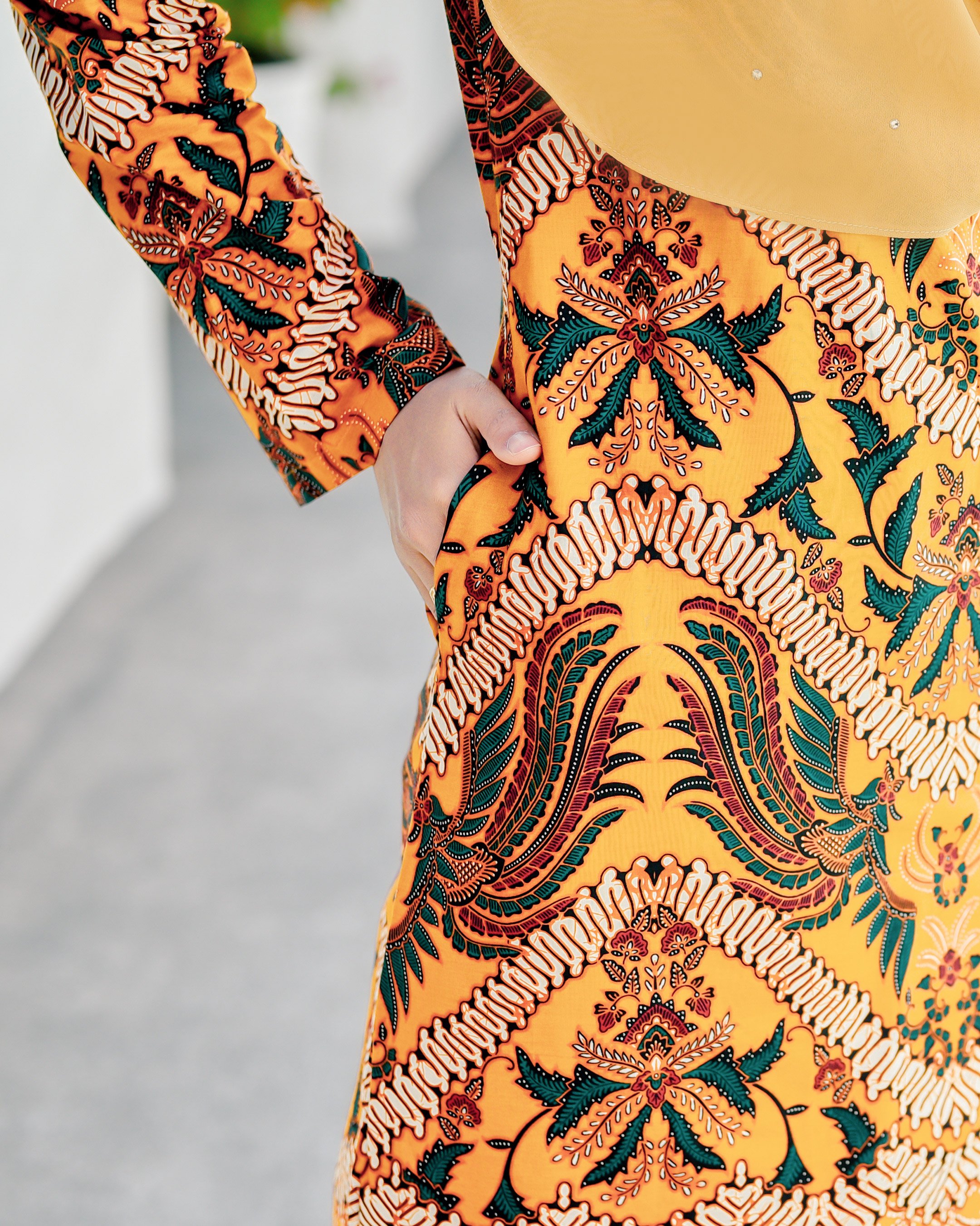 Baju Kurung Batik Cotton Afzan - Mustard Gold