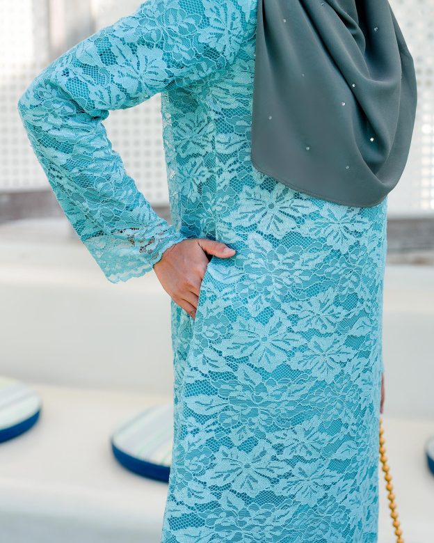 Baju Kurung Batik Lace Aila - Glacier Blue
