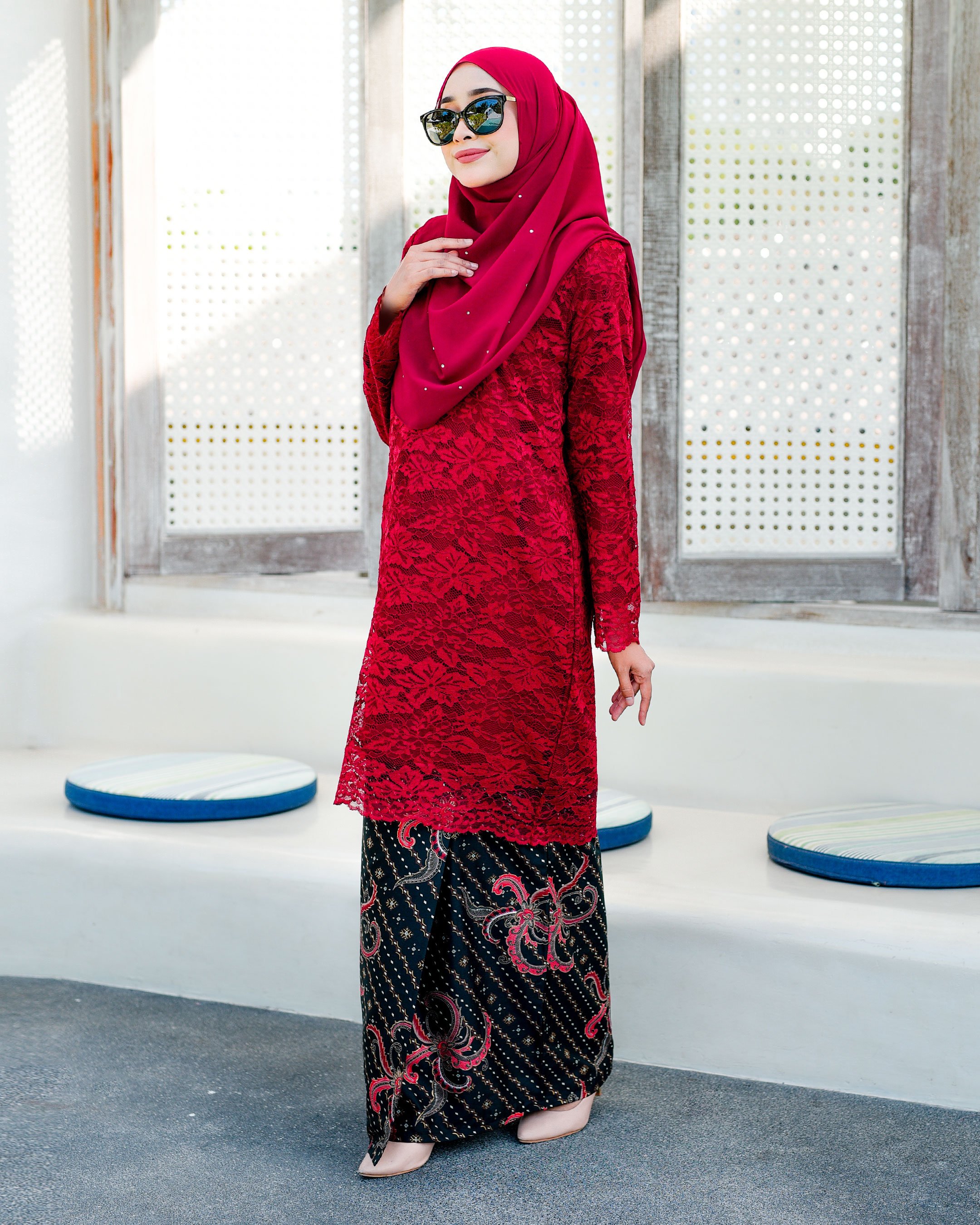 Baju Kurung Batik Lace Aila - Merlin Red
