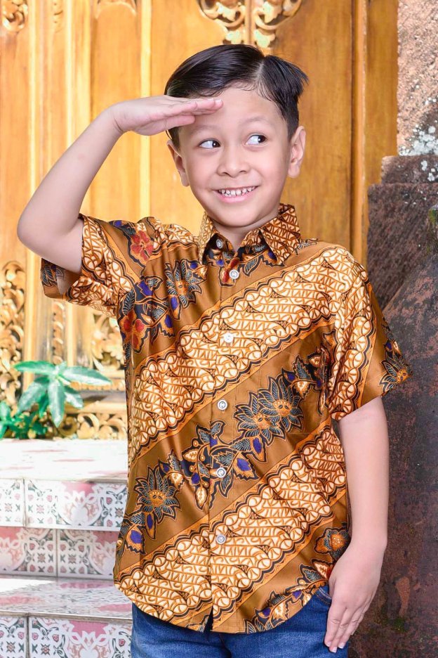 Baju Kemeja Batik Ariel Kids - Gold