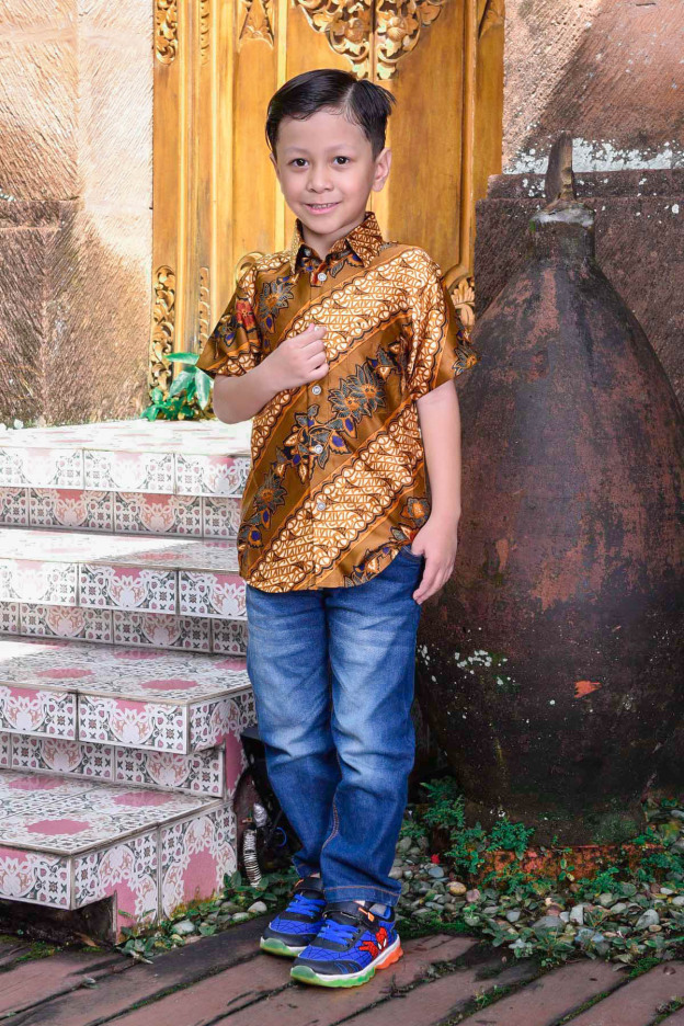 Baju Kemeja Batik Ariel Kids - Gold