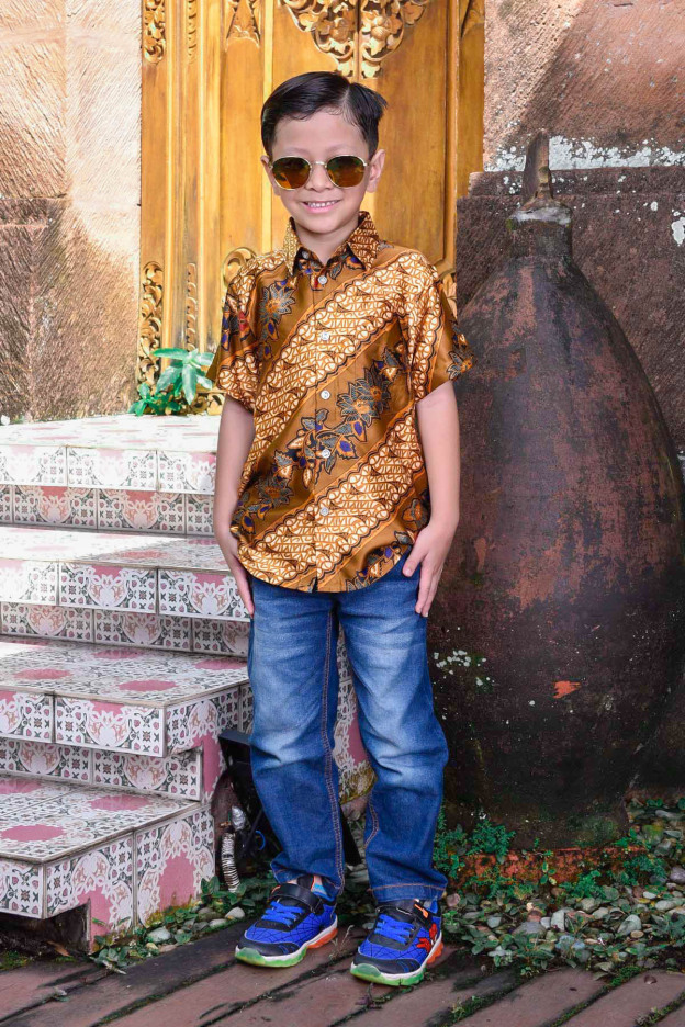 Baju Kemeja Batik Ariel Kids - Gold