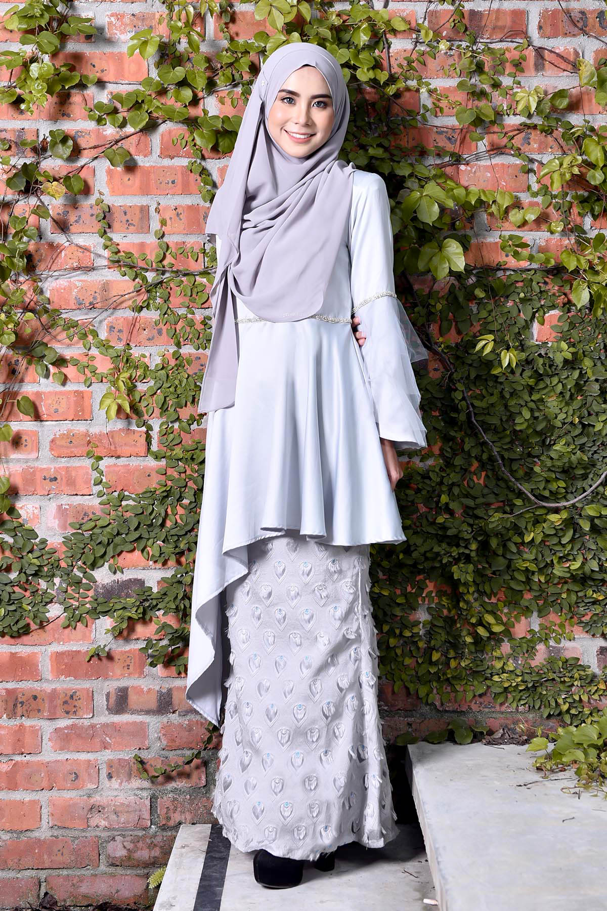 Baju Kurung Cecile Brocade - Silver