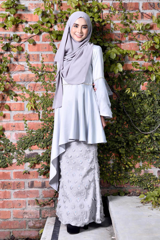 Baju Kurung Cecile Brocade - Silver