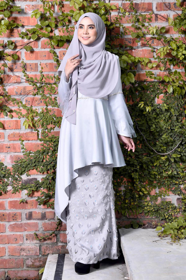 Baju Kurung Cecile Brocade - Silver