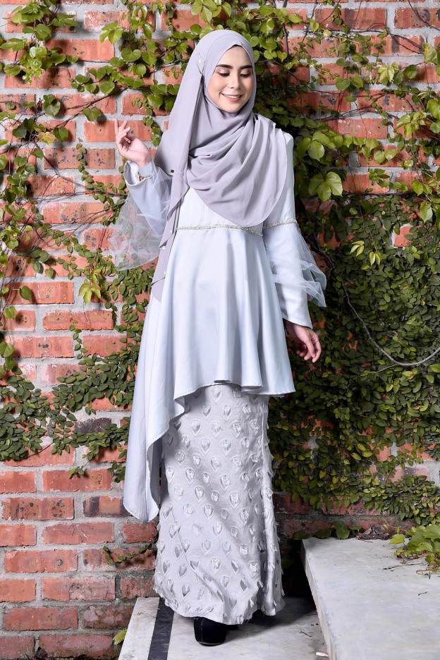 Baju Kurung Cecile Brocade - Silver