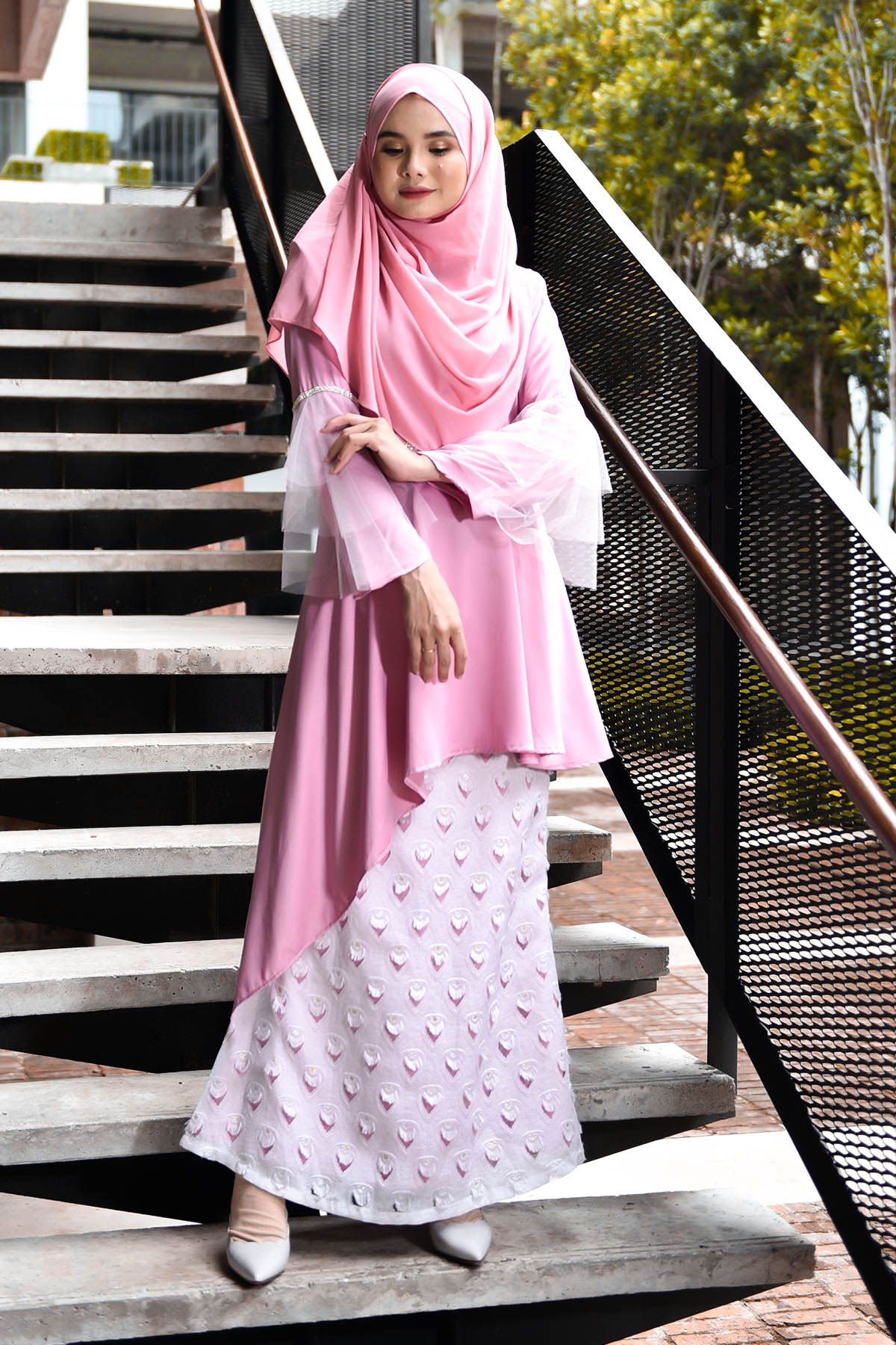 Baju Kurung Cecile Brocade - Pink