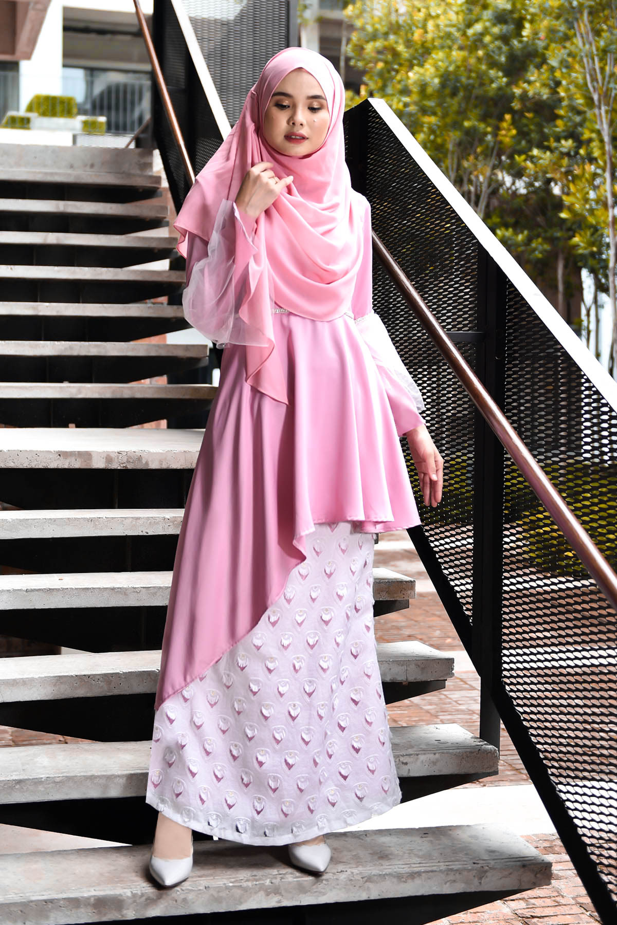 Baju Kurung Cecile Brocade - Pink