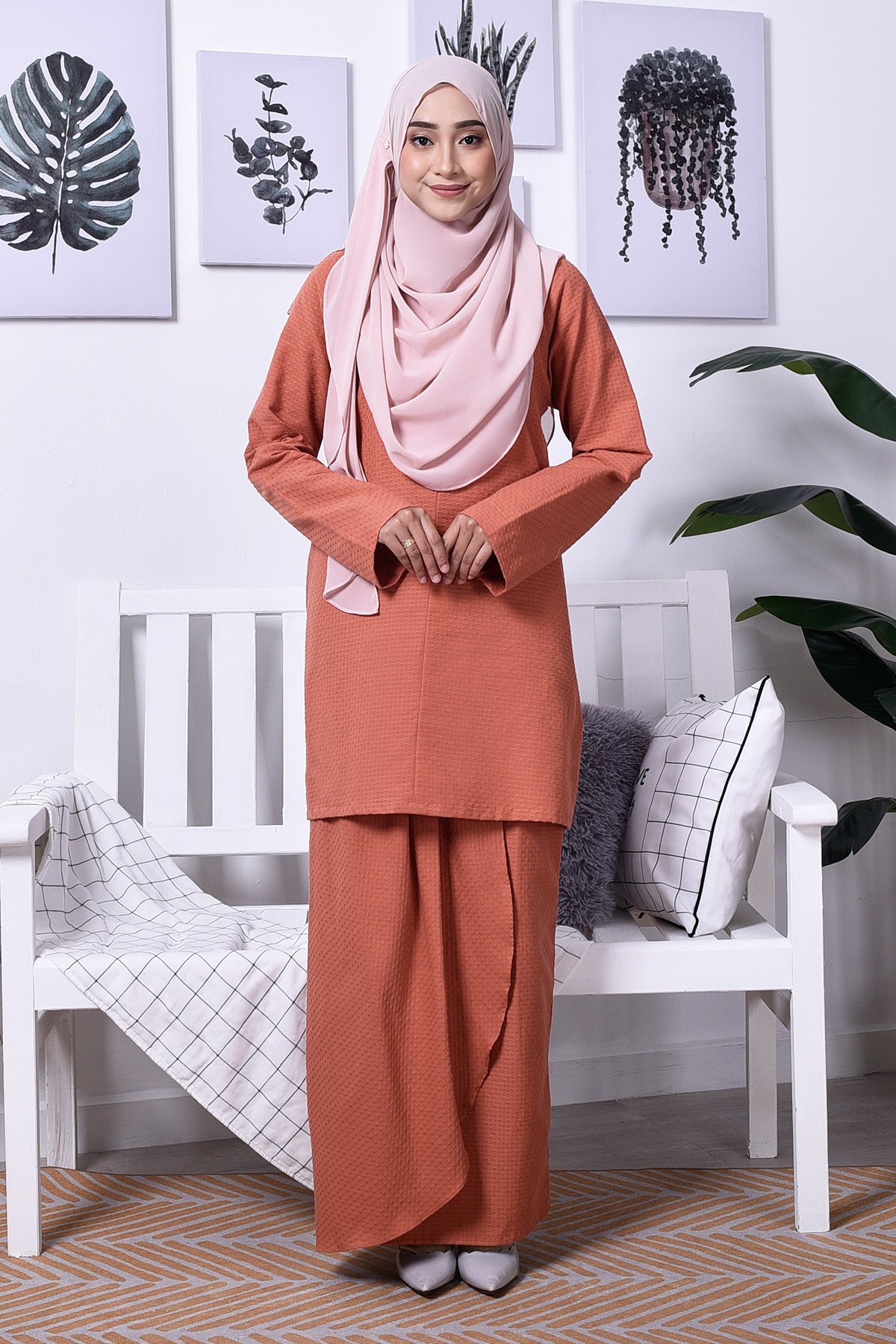 Baju Kurung Moden Riau Dila - Sunny Orange