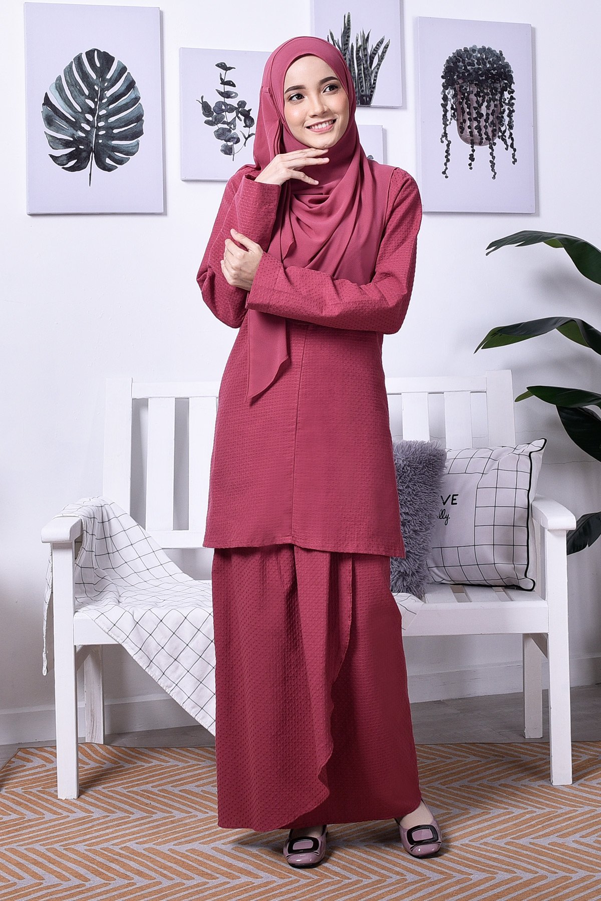 Baju Kurung Moden Riau Dila - Thulian Pink