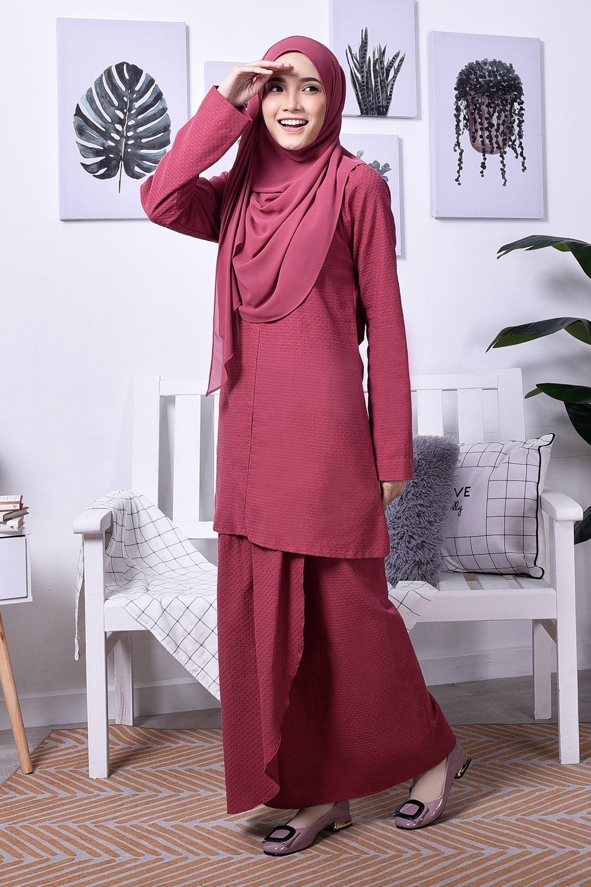 Baju Kurung Moden Riau Dila - Thulian Pink