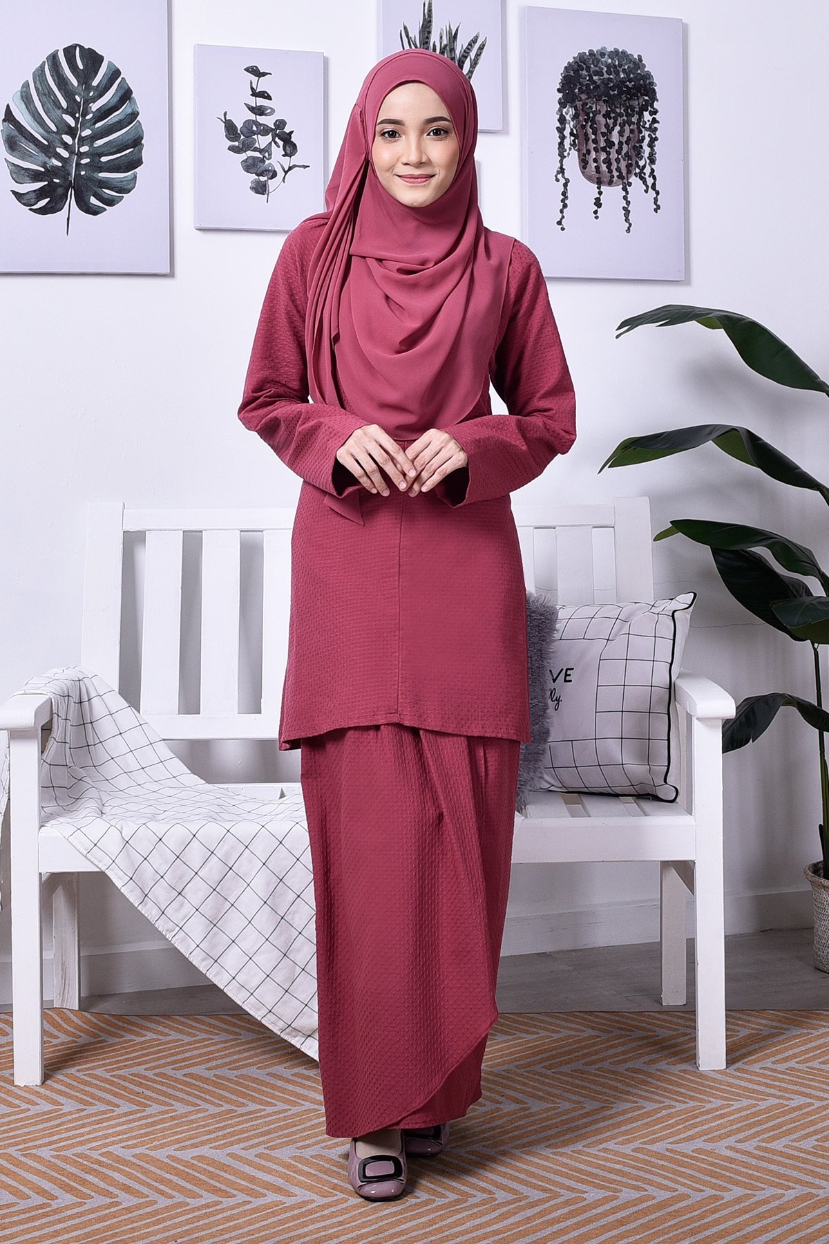 Baju Kurung Moden Riau Dila - Thulian Pink
