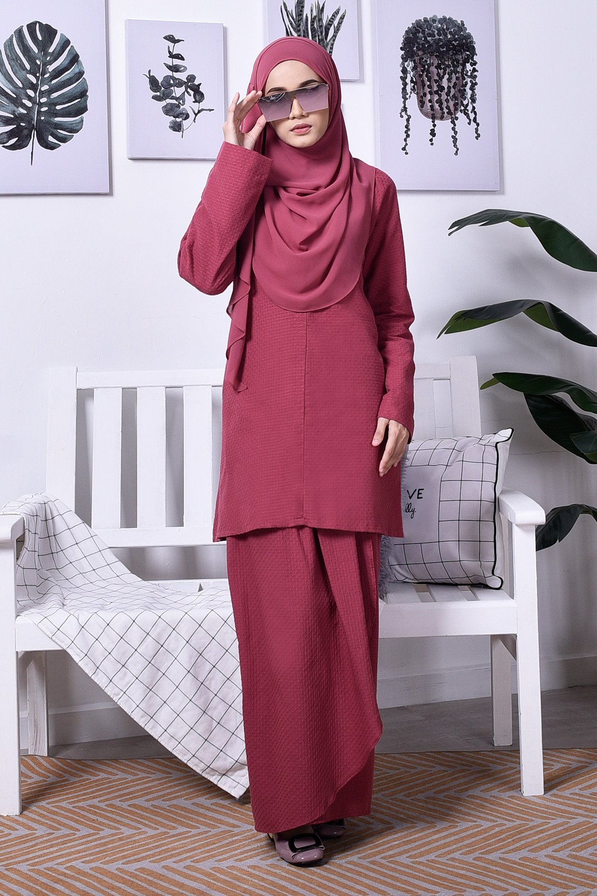 Baju Kurung Moden Riau Dila - Thulian Pink