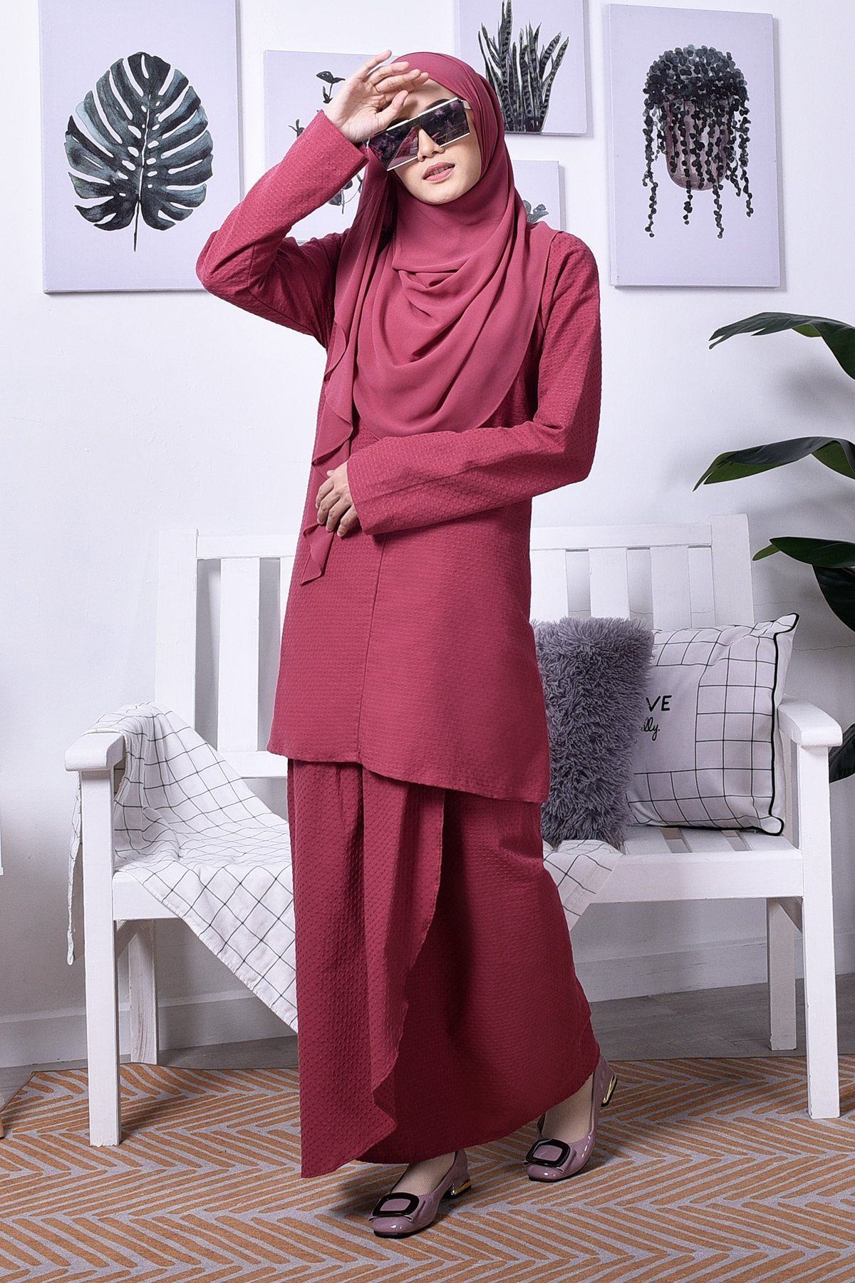 Baju Kurung Moden Riau Dila - Thulian Pink