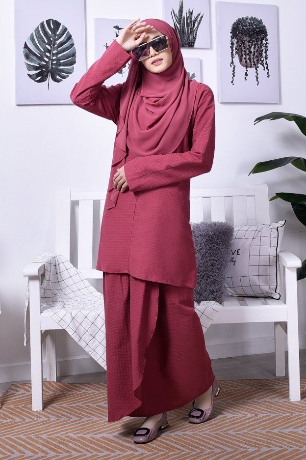 Baju Kurung Moden Riau Dila - Thulian Pink