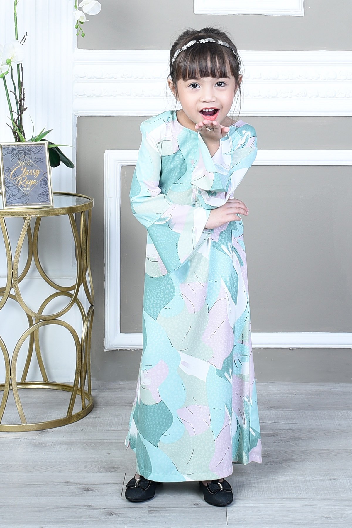 Abaya Barbie Faizah Kids - Minty Peach