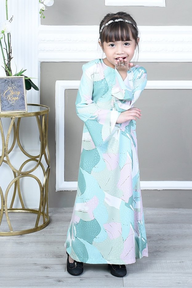 Abaya Barbie Faizah Kids - Minty Peach