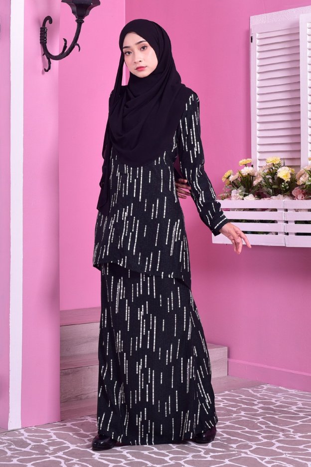 Baju Kurung Hi Lo Fira - Dark Emerald