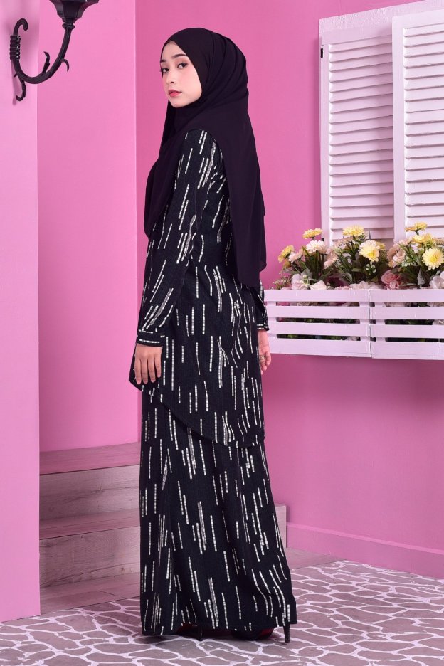 Baju Kurung Hi Lo Fira - Dark Emerald