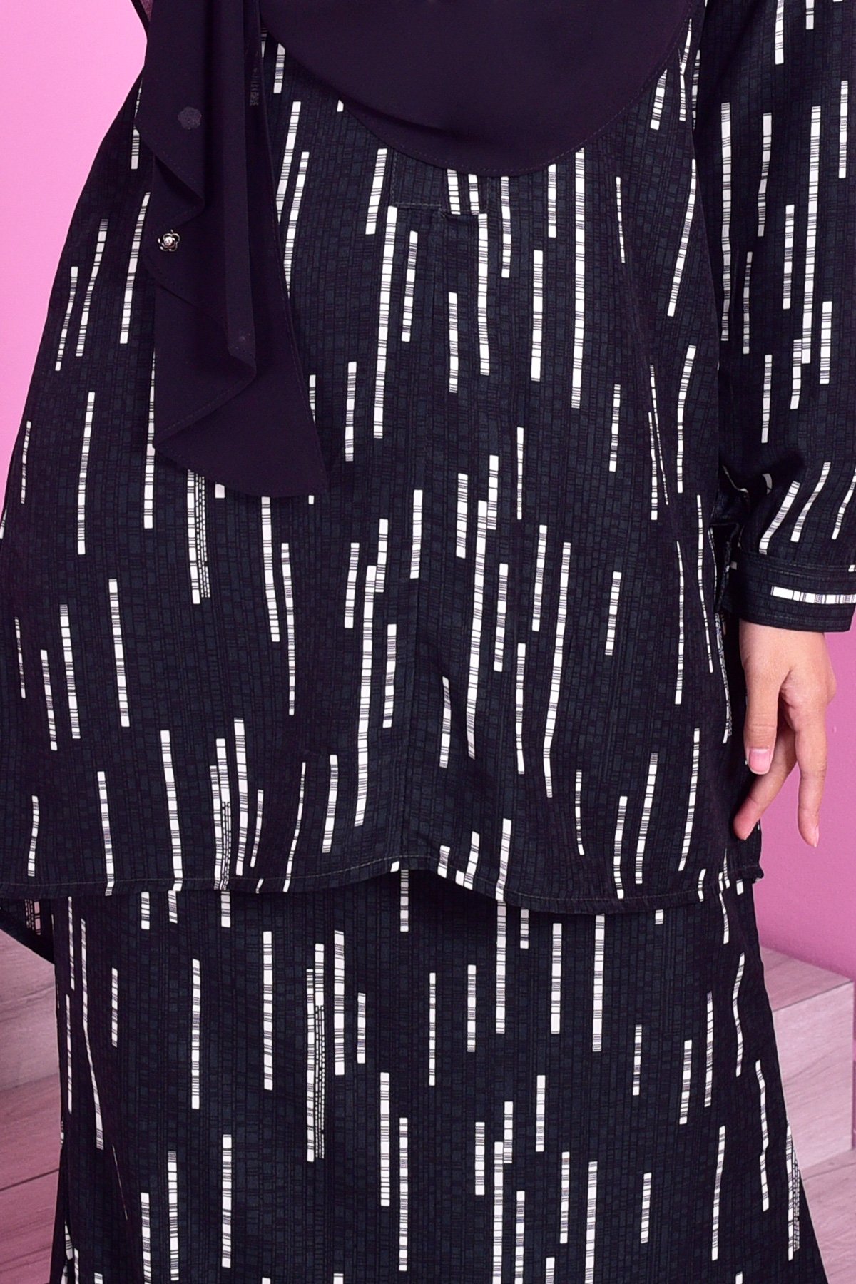 Baju Kurung Hi Lo Fira - Dark Emerald