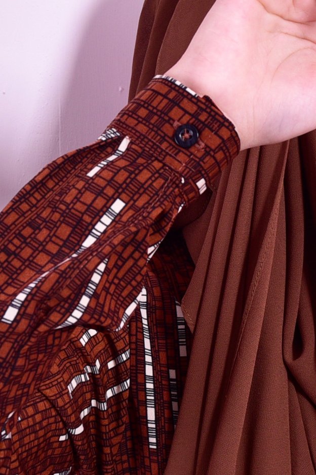 Baju Kurung Hi Lo Fira - Hickory Brown