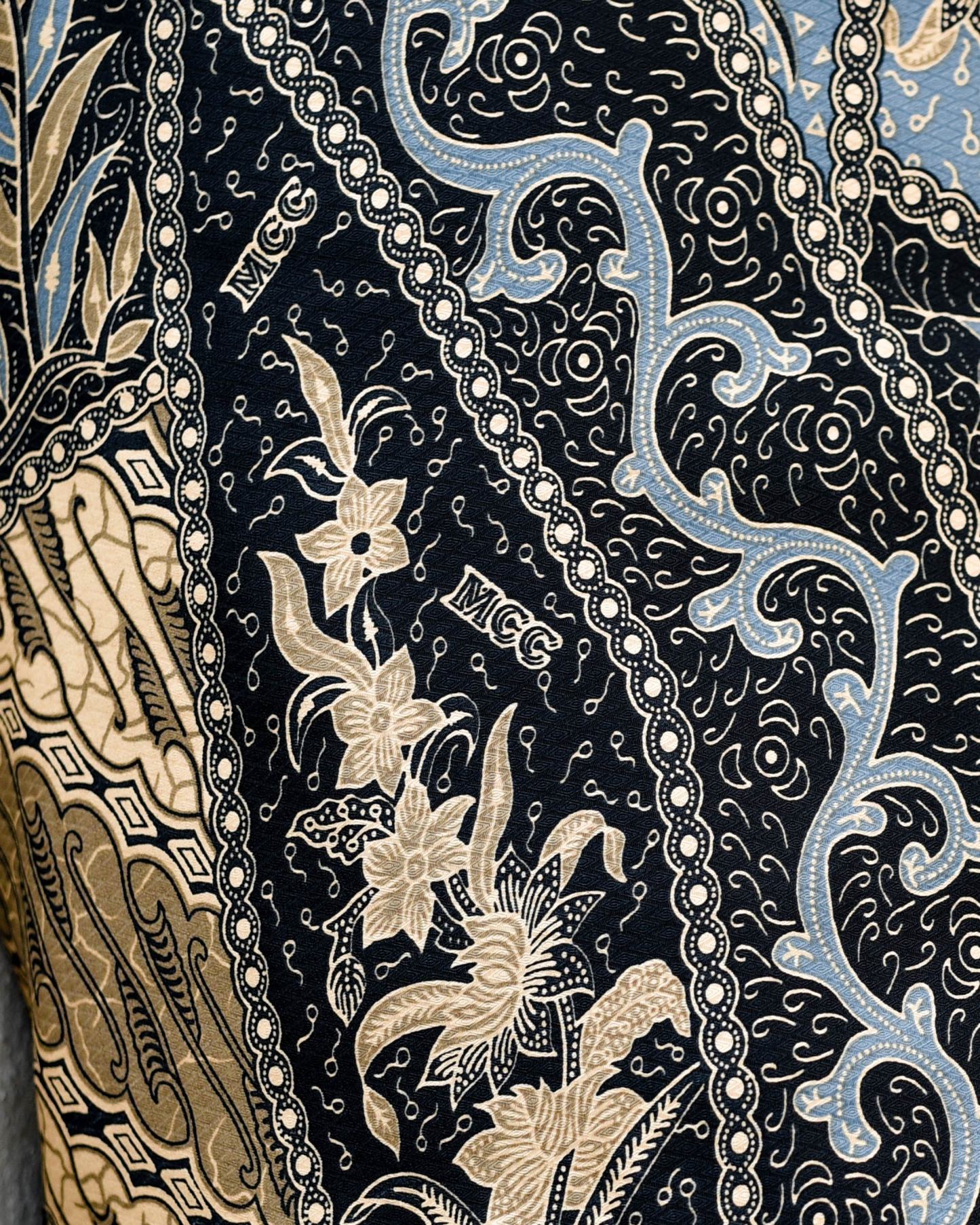 Baju Kurung Kedah Batik Dobby Aimi - Golden Blue