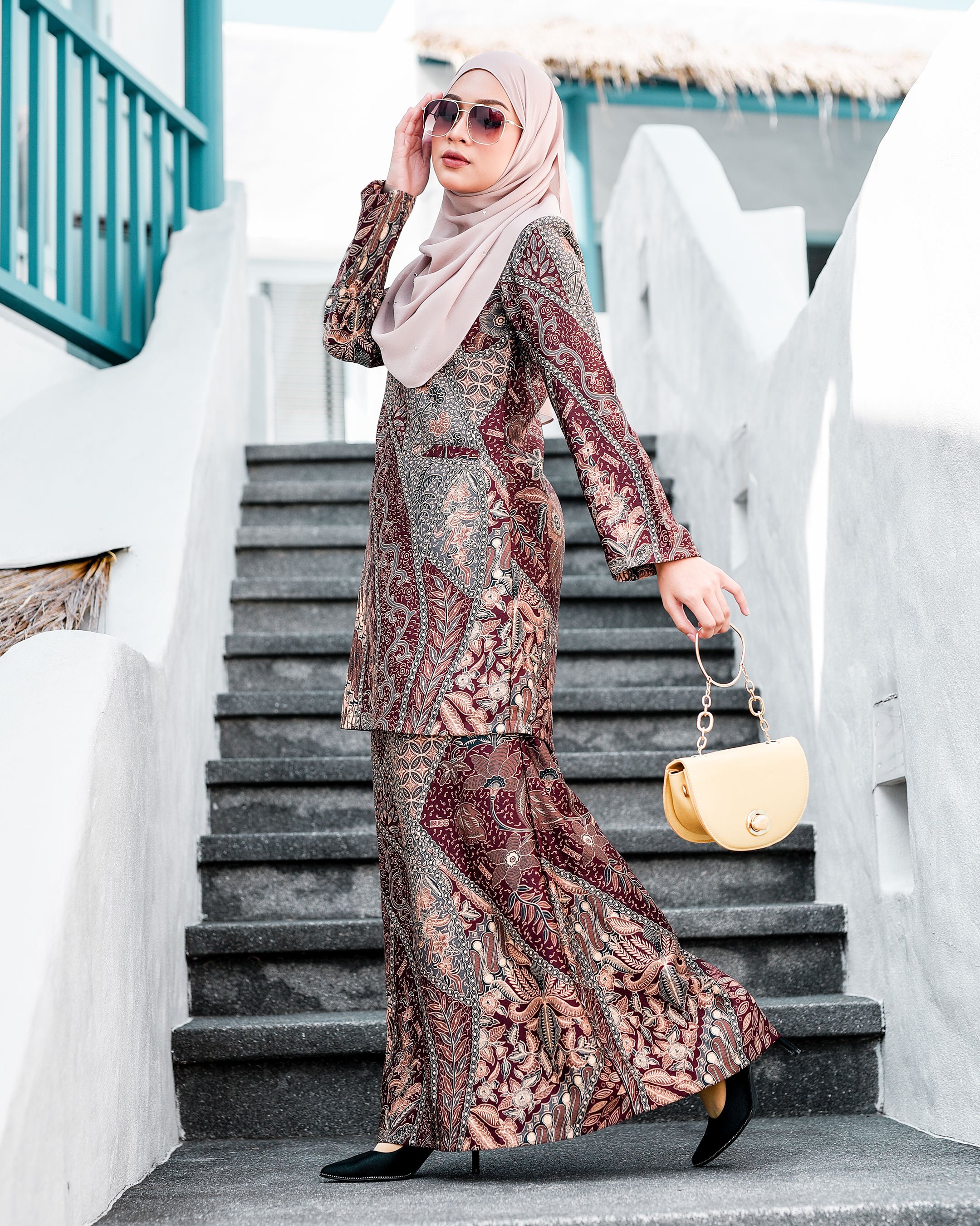 Baju Kurung Kedah Batik Dobby Aimi - Spice Brown