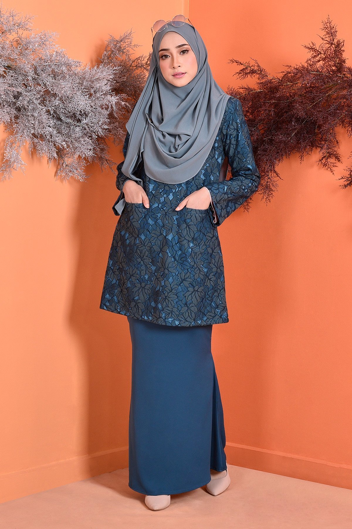 Baju Kurung Kedah Lace Gemma - Teal Green