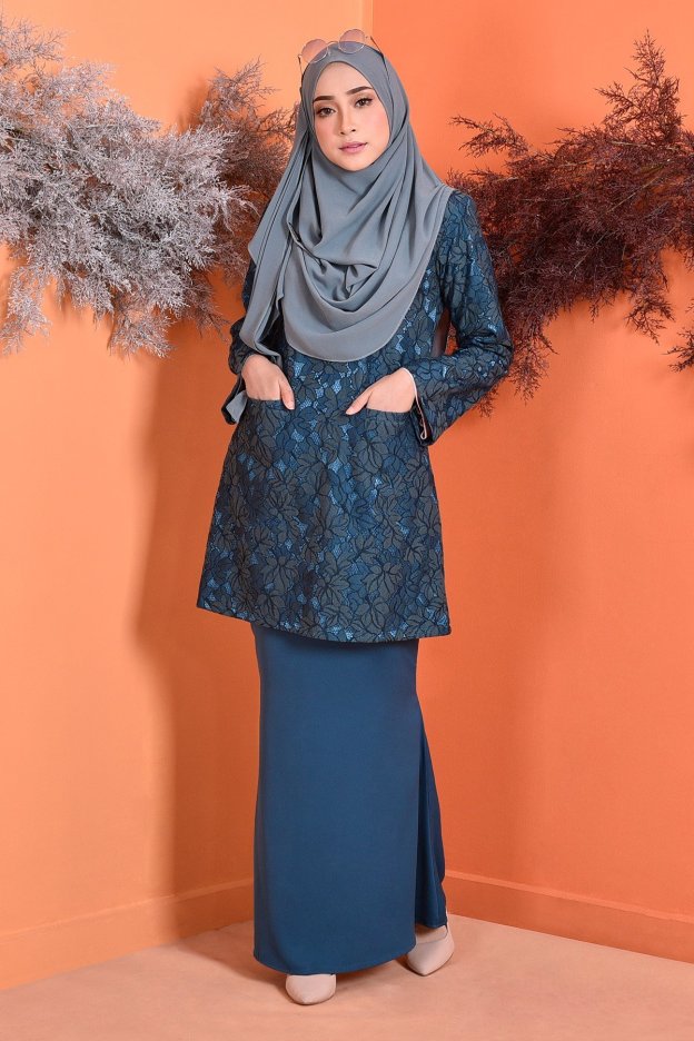 Baju Kurung Kedah Lace Gemma - Teal Green