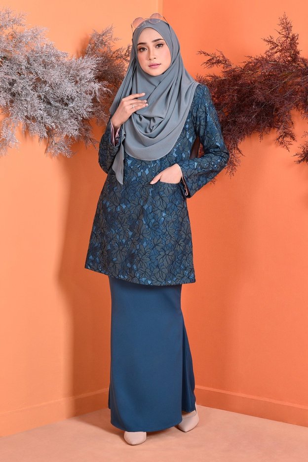 Baju Kurung Kedah Lace Gemma - Teal Green