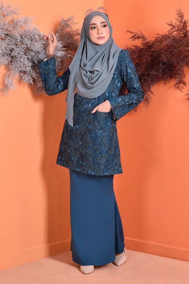 Baju Kurung Kedah Lace Gemma - Teal Green