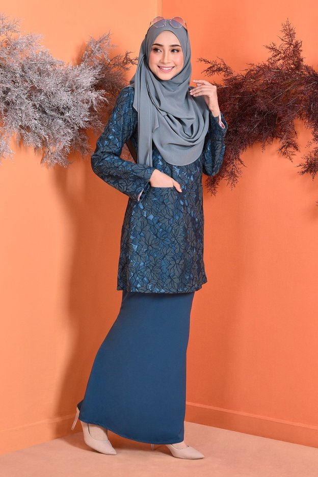 Baju Kurung Kedah Lace Gemma - Teal Green
