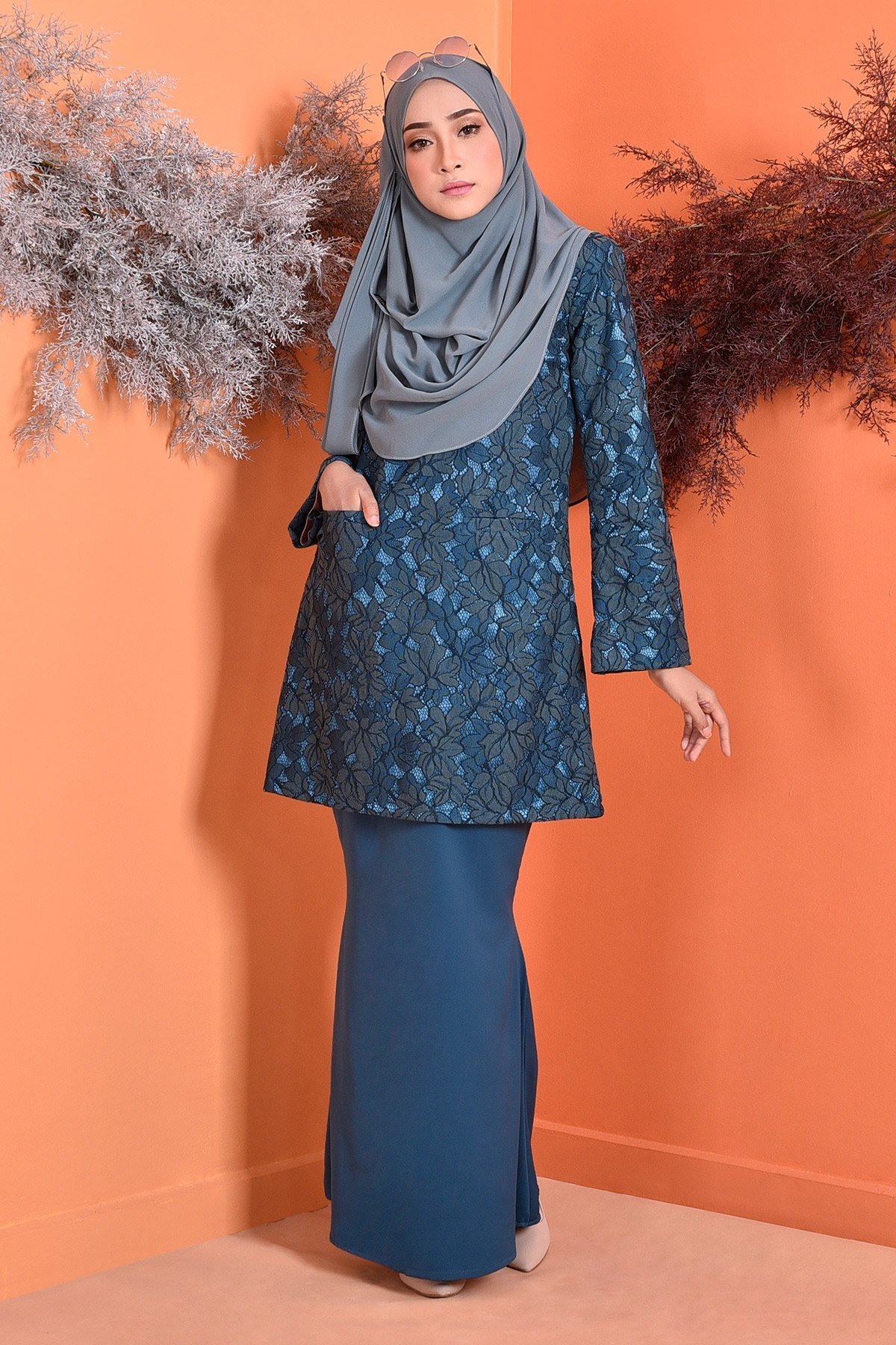Baju Kurung Kedah Lace Gemma - Teal Green
