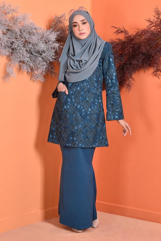 Baju Kurung Kedah Lace Gemma - Teal Green