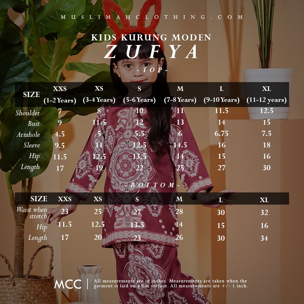 Baju Kurung Moden Zofya Kids - Maroon