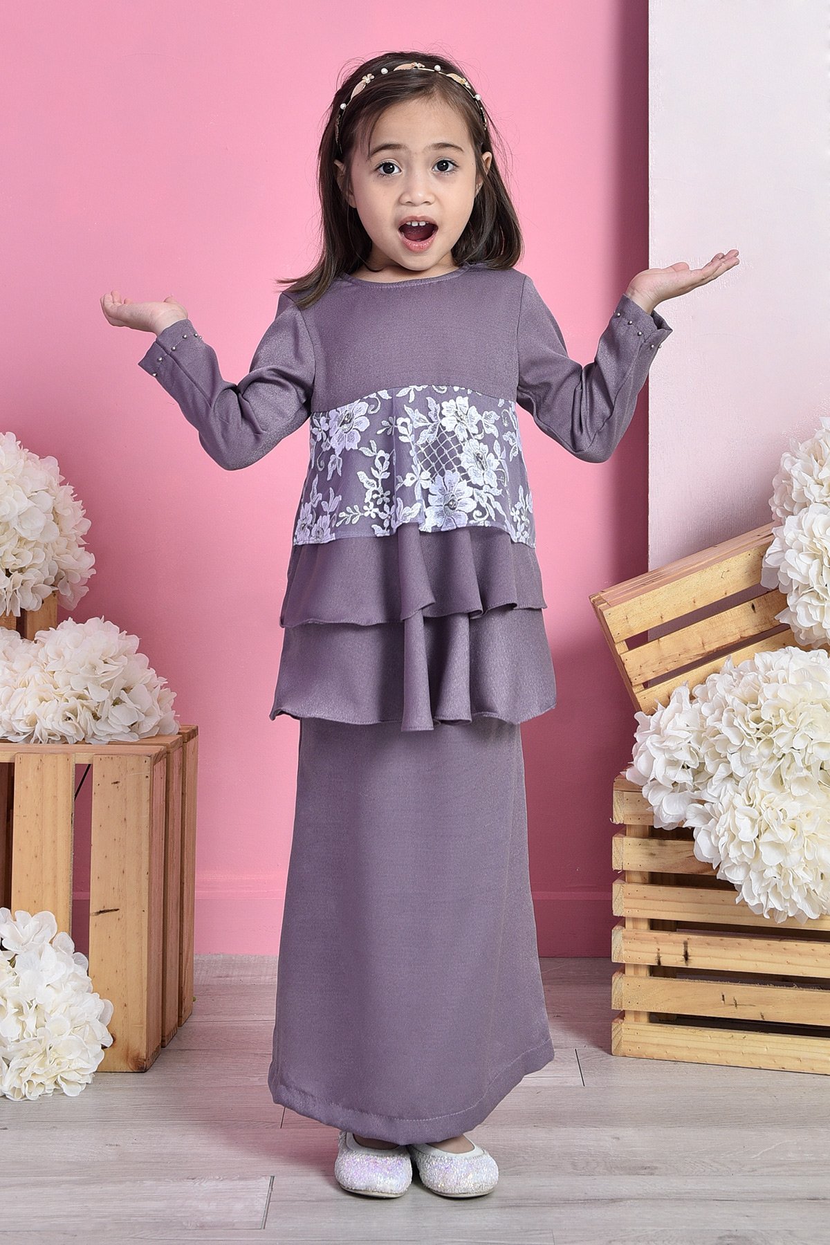 Baju Kurung Lace Alexis Kids - Morning Iris