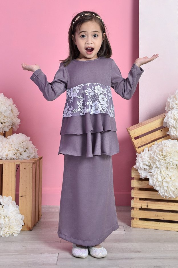 Baju Kurung Lace Alexis Kids - Morning Iris