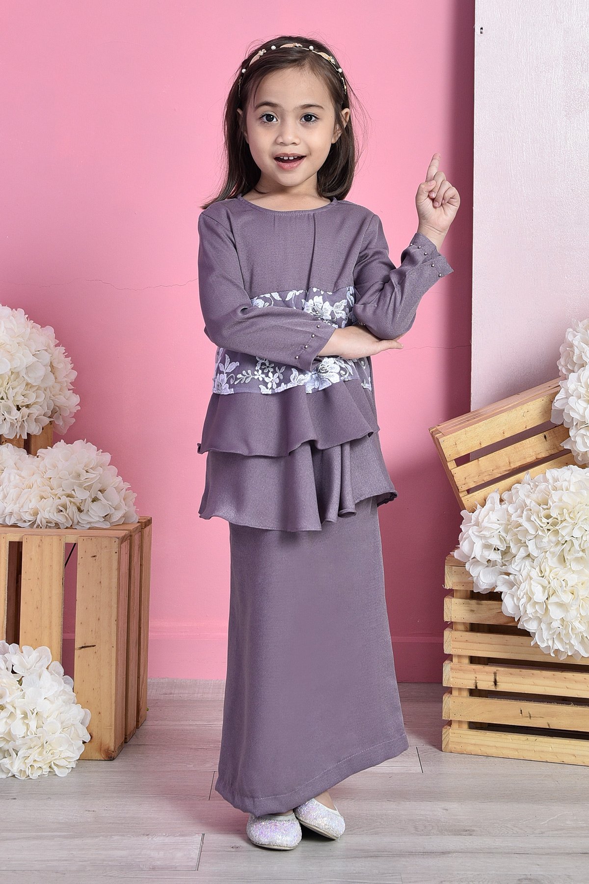 Baju Kurung Lace Alexis Kids - Morning Iris