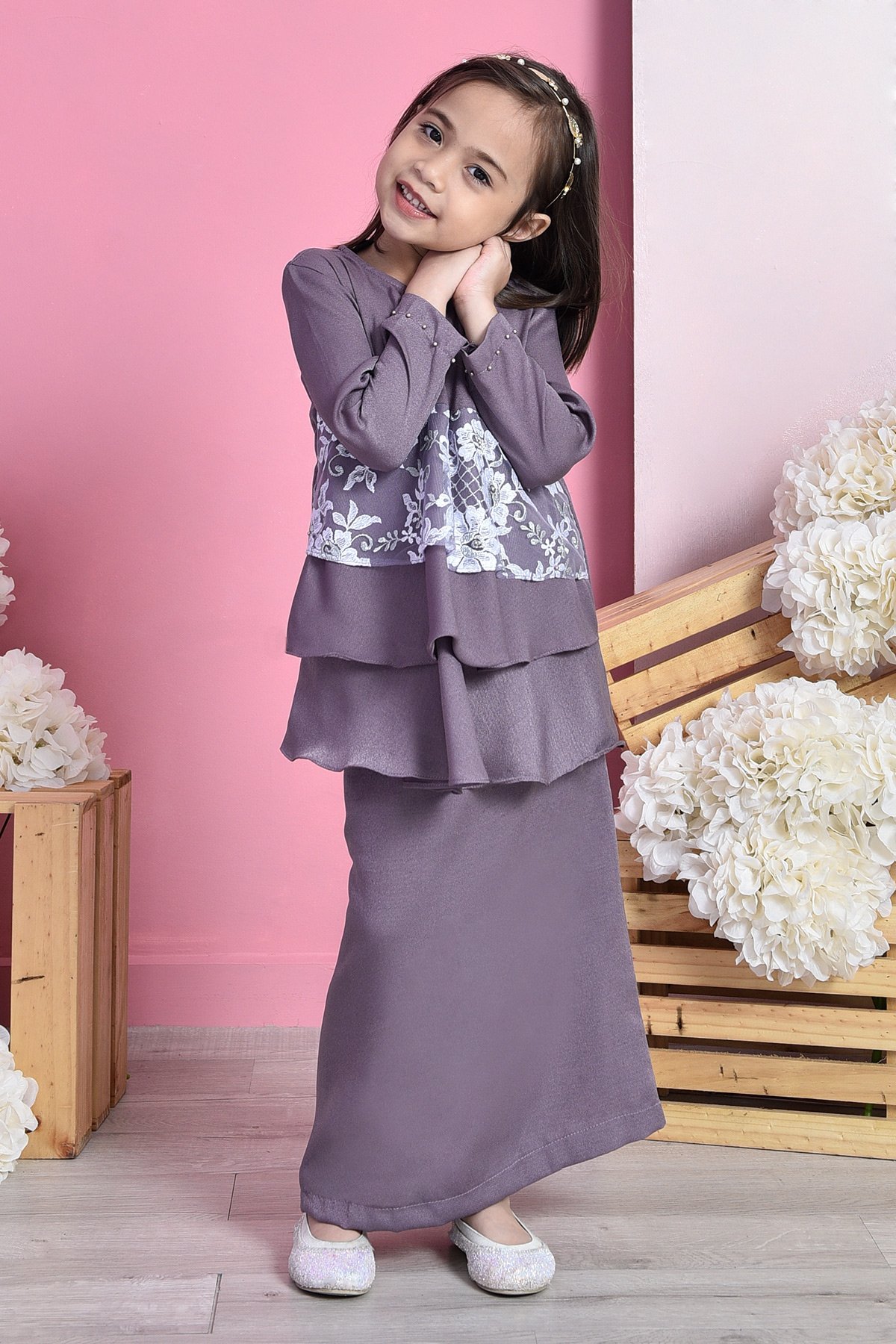 Baju Kurung Lace Alexis Kids - Morning Iris
